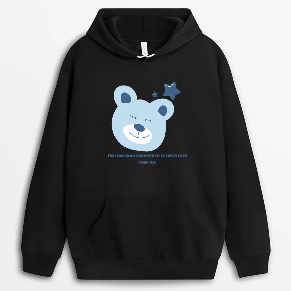 The Bear Knows No Boundsit Thrives In Freedom Loxtee Hoodie - Black