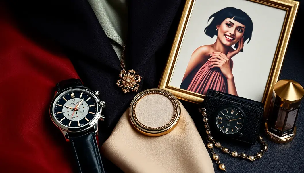 Luxurious items connected by digital lines to illustrate blockchain's integration.