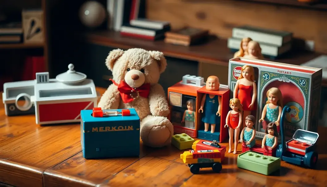 Classic collectible toys on display, sparking nostalgic memories.